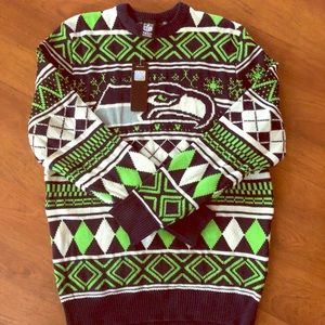 NWT Seahawks Men’s ugly Holiday Sweater MRSP 55